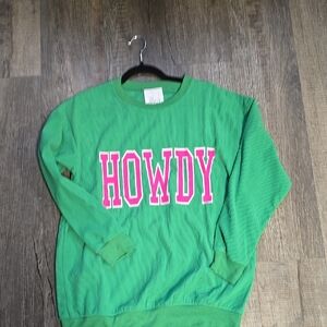 Green Sweatshirt with Pink HOWDY Print